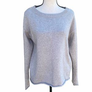 Vince Camuto Grey Crew Neck Long Lattice Sweater